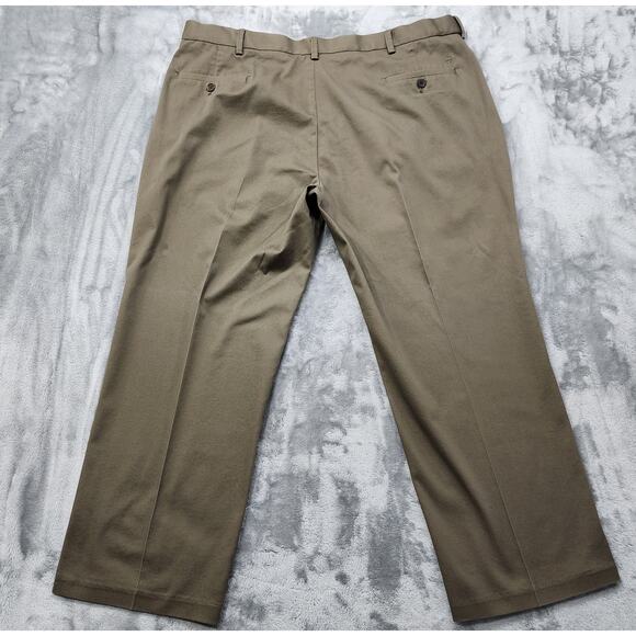 HAGGAR Pants Mens 42X29 Brown Premium No Iron Khaki Classic Fit No Iron Khaki - Picture 2 of 13